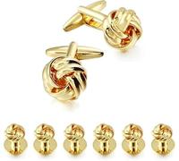 Men's Cufflinks & Matching Studs Set For Formal Tuxedo (Gold)