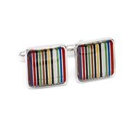Men's Cufflinks Personality Silver Color Square Rainbow Buttons Casual French Shirts Cufflinks Wedding Gifts
