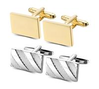 Men's Cufflinks,RoadLoo 2 Pairs Cufflinks Shirt Classic Tone Personalized Cuff Links Suit for Men Business Wedding Party Elegant Style, Golden, 1.3cm