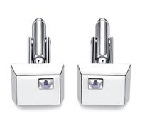 Men's Cufflinks Silver, Birthday Day Men's Jewellery Gift For Men Round, Square, Oval Swarovski Crystal Silver Cufflinks, Add Personalised Message Gift for Him