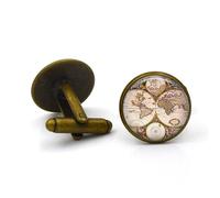 Men's Cufflinks, Vintage World Map Pattern Shirt Accessories Jewelry, Round Shirt Cuff Links for Father Husband Boyfriend Business Gift