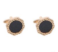 Men's Cufflinks with Black Decorative Stone, Classic French Design Made of Alloy for Formal Occasions such as Business and Celebrations, Elegant Accessories (Gold)