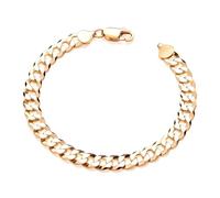 Men's Curb Bracelet, Gold, 18ct Gold on Solid Silver, Men, Curb Link, Adult, 8.5 inch, 14.5 grams
