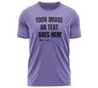 Mens Custom Activewear T Shirt Polyester Sports Any Text Image Personalised Printed Workwear Logo Marathon Photo Tee, l, Digital Lavender