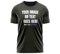 Mens Custom Activewear T Shirt Polyester Sports Any Text Image Personalised Printed Workwear Logo Marathon Photo Tee, l, Combat Green