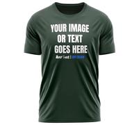 Mens Custom Activewear T Shirt Polyester Sports Any Text Image Personalised Printed Workwear Logo Marathon Photo Tee, m, Bottle Green