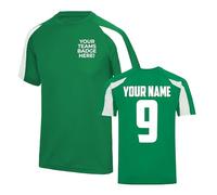 Mens Custom Football Shirt Activewear Sunday League Pub Team Kit 5 7 11 a Side Club Shirts Personalised Name and Number, M, Kelly Green/Arctic White