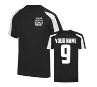 Mens Custom Football Shirt Activewear Sunday League Pub Team Kit 5 7 11 a Side Club Shirts Personalised Name and Number, XL, Jet Black/Arctic White