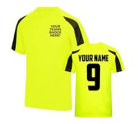 Mens Custom Football Shirt Activewear Sunday League Pub Team Kit 5 7 11 a Side Club Shirts Personalised Name and Number, S, Electric Yellow/Jet Black