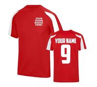 Mens Custom Football Shirt Activewear Sunday League Pub Team Kit 5 7 11 a Side Club Shirts Personalised Name and Number, XL, Fire Red/Arctic White