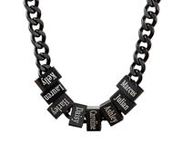 Mens Custom Name Necklace Bar Bead Personalised Engraved Dad Chain with Multiple Family Names Gold Silver Black Men's Family Pendant Fathers Day Gift from Daughter Son | Husband Daddy Necklace for Men