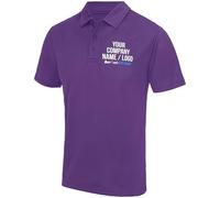 Mens Custom Polyester Polo Shirt Active Workwear Top Him Any Text Image Personalised Printed Comapny Logo Photo Staff Uniform, M, Purple