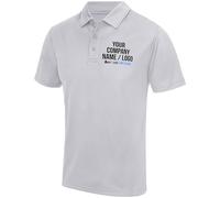 Mens Custom Polyester Polo Shirt Active Workwear Top Him Any Text Image Personalised Printed Comapny Logo Photo Staff Uniform, XL, Heather Grey