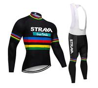 Men's Cycling Jersey Set 12D Gel Padded Road Bike Bicycle Shirt + Bib Pants with MTB Bike Riding Clothing Kit Quick-Dry (Black,Large)……