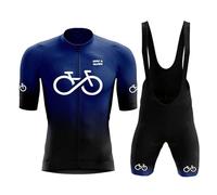 Men's Cycling Jersey Suit Bike Jersey Cycling Sets Men Cycling Suits Bike Jerseys Short-Sleeve Tops Padded Bib Shorts Summer Breathable (Navy blue A,L)
