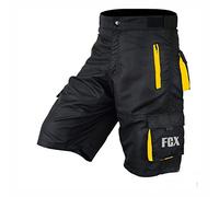 Mens Cycling MTB Shorts Baggy Style Multi Pockets Downhill Mountain Biking Team Bicycle Shorts Free Detachable Padded Liner (Black Yellow, Small)