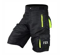 Mens Cycling MTB Shorts Baggy Style Multi Pockets Downhill Mountain Biking Team Bicycle Shorts Free Detachable Padded Liner (Black Green, XX-Large)