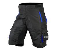 Mens Cycling MTB Shorts Baggy Style Multi Pockets Downhill Mountain Biking Team Bicycle Shorts Free Detachable Padded Liner (UK, Alpha, XXL, Regular, Regular, Black-Blue)