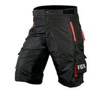 Mens Cycling MTB Shorts Baggy Style Multi Pockets Downhill Mountain Biking Team Bicycle Shorts Free Detachable Padded Liner (Black Red, XXX-Large)