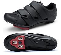 Men's Cycling Shoes - 2 & 3 Bolt Look Delta Cleat Spin Bike Shoes - Compatible with SPD Clips - Perfect for Indoor & Outdoor Road Cycling, Black, 14.5 Women/13 Men