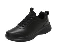 Mens Cycling Shoes Spring Autumn and Winter Lightweight Low Top Leather Couple's Large Size Casual Walking Shoes for Men and Women Wide Fit Mens Trainers (Black, 3.5)