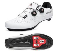 Mens Cycling Shoes Women Road MTB Shoes Compatible with Look SPD SPD-SL Delta Cleats Compatible with Peloton White Size UK 10.5