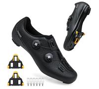 Feyenold Men's Cycling Shoes Women's Cycling Shoes Compatible with SPD-SL Pedal & Compatible Installation SPD/Look KEO Cleats Riding Shoes Black 42 EU