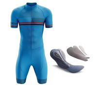 Mens Cycling Skinsuit Competition professional Padded,Triathlon Suit Men’s,Short Sleeve One Piece Bodysuit,With 3 Pockets for Running, Cycling and Swimming.Customised Pattern Available (TYP-5,M)