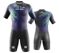 Men's Cycling Skinsuit＋Professional Padded,One Piece Trisuit Bike Top Short Sublimated Design，Men Triathlon Suit，One Piece Cycling Jersey (TYPE-10,XL)