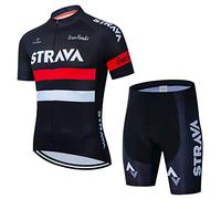 Men's Cycling Suit Cycling Clothing Set Short Sleeve with Gel Pad Bib Shorts for Outdoor MTB Cycle Riding Biking Riding Sportswear Short Jersey (Red 2,XL)