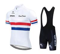 Men's Cycling Suit Cycling Clothing Set Short Sleeve with Gel Pad Bib Shorts for Outdoor MTB Cycle Riding Biking Riding Sportswear Short Jersey (White,XL)