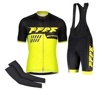 Men's Cycling Suits Cycling Jersey Set Breathable Short Sleeve Bike Bicycle Suit Anti-UV Bicycle Team Racing Uniform Clothes,MTB Bicycle Clothing Suit (Yellow,L)