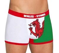 Mens Cymru Welsh Flag Boxer Shorts Welsh Flash White-Green Trunks UK (UK, Alpha, L, Regular, Regular, Welsh Flash White-Green)
