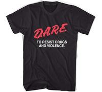 Men's D. A. R.e Pour Imperméable Anti Drugs T Shirt Tout Tailles Men's Breathable Cotton Crew Neck Plain Tee Tops Black L