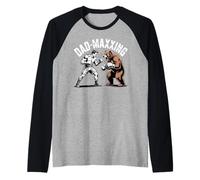 Mens Dad-Maxxing Dad Fighting a Grizzly Bear Meme Raglan Baseball Tee