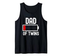 Mens Dad of Twins Funny Fathers Day Low Battery Tired for Daddy Tank Top