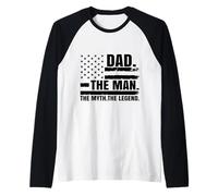 Mens Dad The Man The Myth The Legend Fathers Day Raglan Baseball Tee