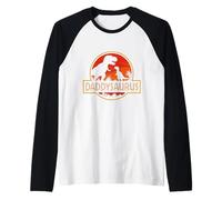 Mens Daddysaurus Dinosaur Dad Funny Raglan Baseball Tee