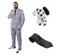 MENS DALMATIAN SUIT COSTUME DOG DALMATIAN FILM BOOK DAY PRINT TUXEDO FANCY DRESS