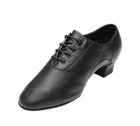 Men's Dance Shoes Black Modern Latin Jazz Salsa Tango Ballroom Breathable 2.5 cm Low Heel Practice Shoes Men Boys Dance Shoes Black Standard Latin Dance Shoes Smooth Leather Ballroom, Black (black 1),
