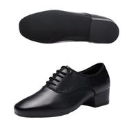 Mens Dance Shoes Leather Men Dance Shoes Sports Square Soft Latin Modern Waltz Sneakers(Indoor Black 4.5cm,45)