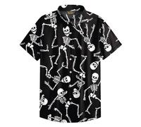 Men's Dancing Skeleton Shirt Halloween Button Shirt Holiday Party Ghost Shirt Skull Shirt XXL