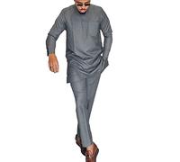 Men's Dashiki Suit Outfits Long Sleeve Ankara 2 Piece White African Clothing Set Men
