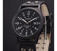 Men's Date Quartz Strap Classic Leather Sport Watch Men's Watch Diver Costume (Black, One Size)