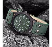 Men's Date Quartz Strap Classic Leather Sport Watch Men's Watch Electronic Watches for Men (Green, One Size)