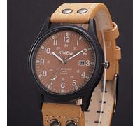 Men's Date Quartz Strap Classic Leather Sport Watch Men's Watch Matching Watches for Couples (Brown, One Size)