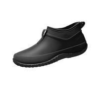 Men's Deck Rain Shoes Waterproof Rain Boots Slip-On Low Top Lightweight Walking Sneakers Mud Garden Shoes for Gardening Farming (Black, 6.5)