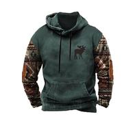 Men's Deer Hunter Printed Hooded Sweatshirt Casual Long Sleeve Pullover Jacket Coat Fall Winter Warm Pullover Hoodies with Pocket