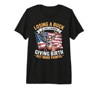 Mens Deer Hunting American Flag Whitetail Buck Antlers Hunter Premium T-Shirt