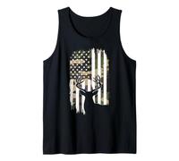 Mens Deer Hunting Camoflage American Flag Buck Forest Hunter Dad Tank Top